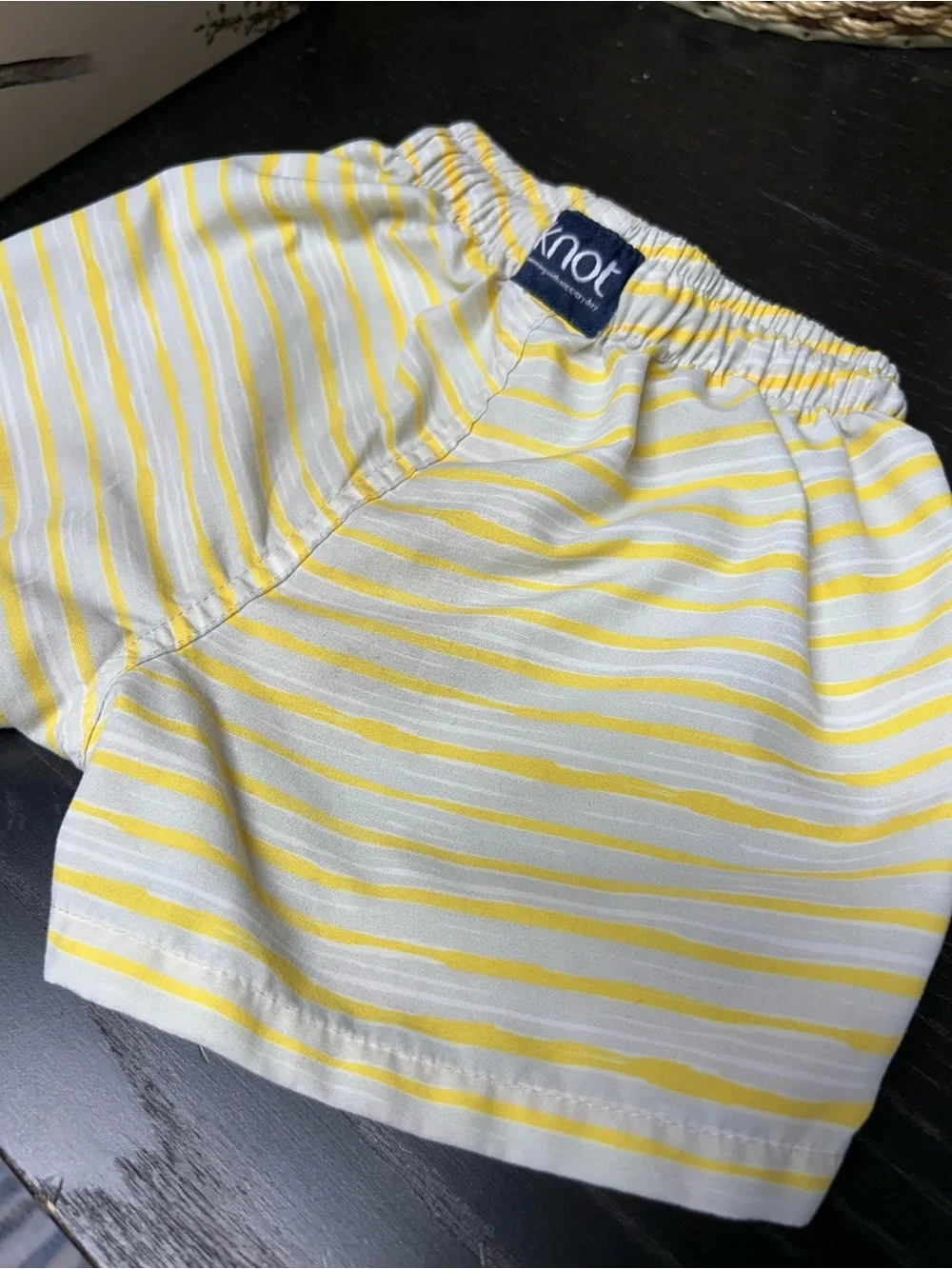 Knot Kids Yellow & Grey & White Striped Swim Trunks 12 months
